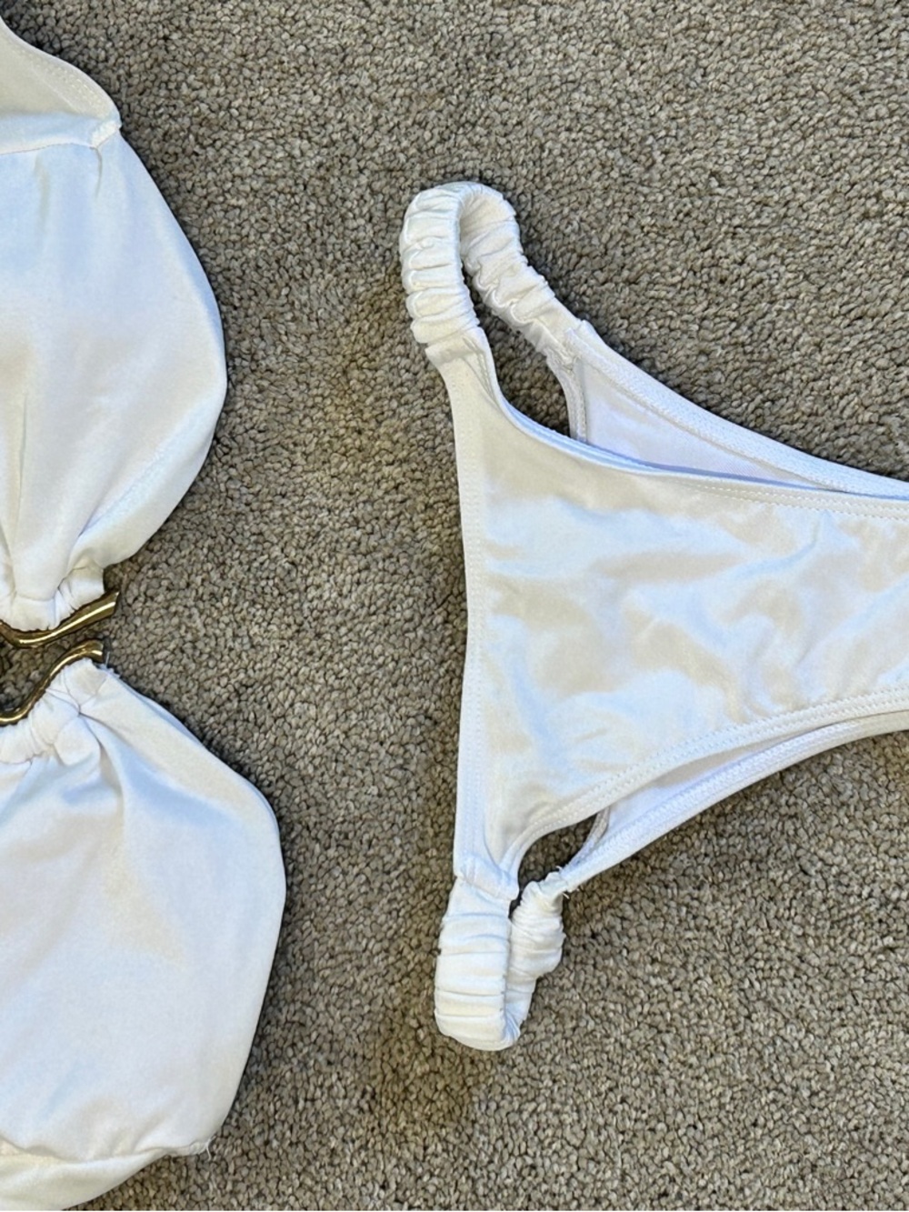 White two-Piece Swimsuit with Ruched Straps